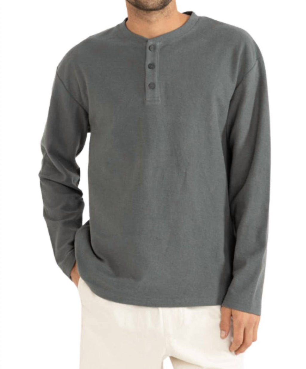 Vintage Terry Long Sleeve Henley Shirt