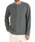 Vintage Terry Long Sleeve Henley Shirt