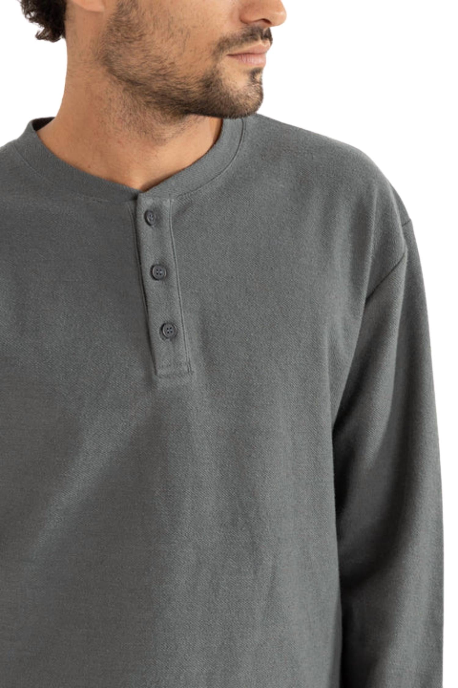 Vintage Terry Long Sleeve Henley Shirt