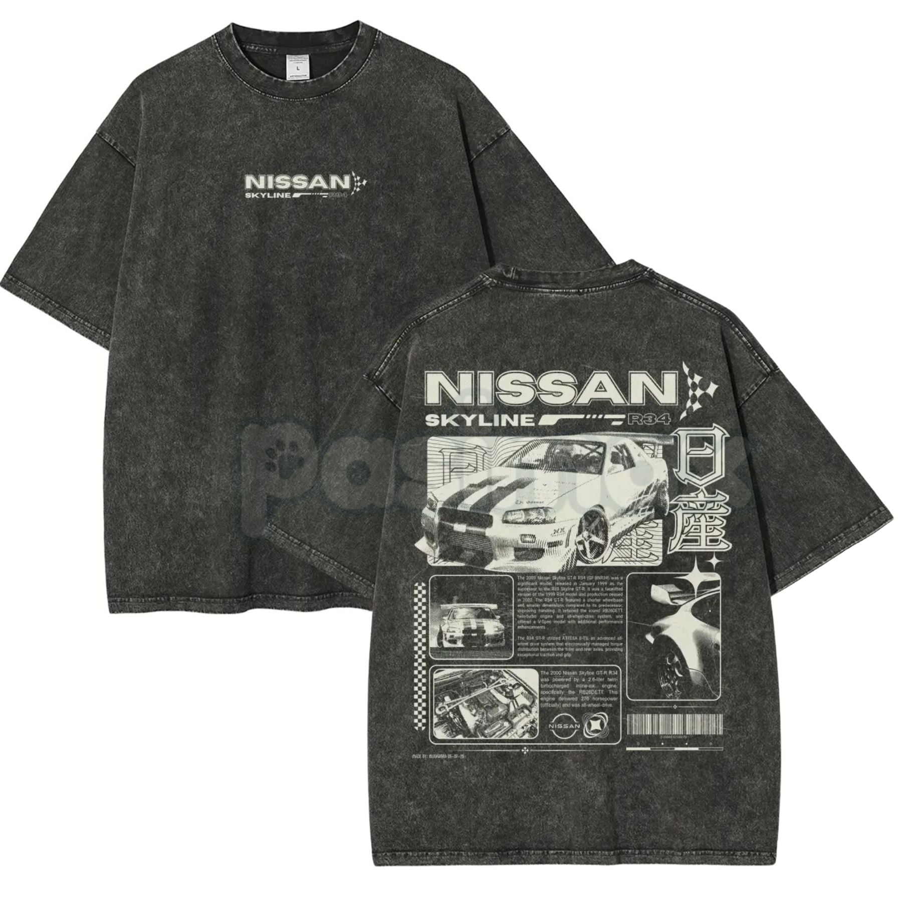 Vintage JDM Sports Car Graphic T-Shirt – Retro 90s Japanese Drift Culture, Lightweight Washed Cotton Streetwear Top