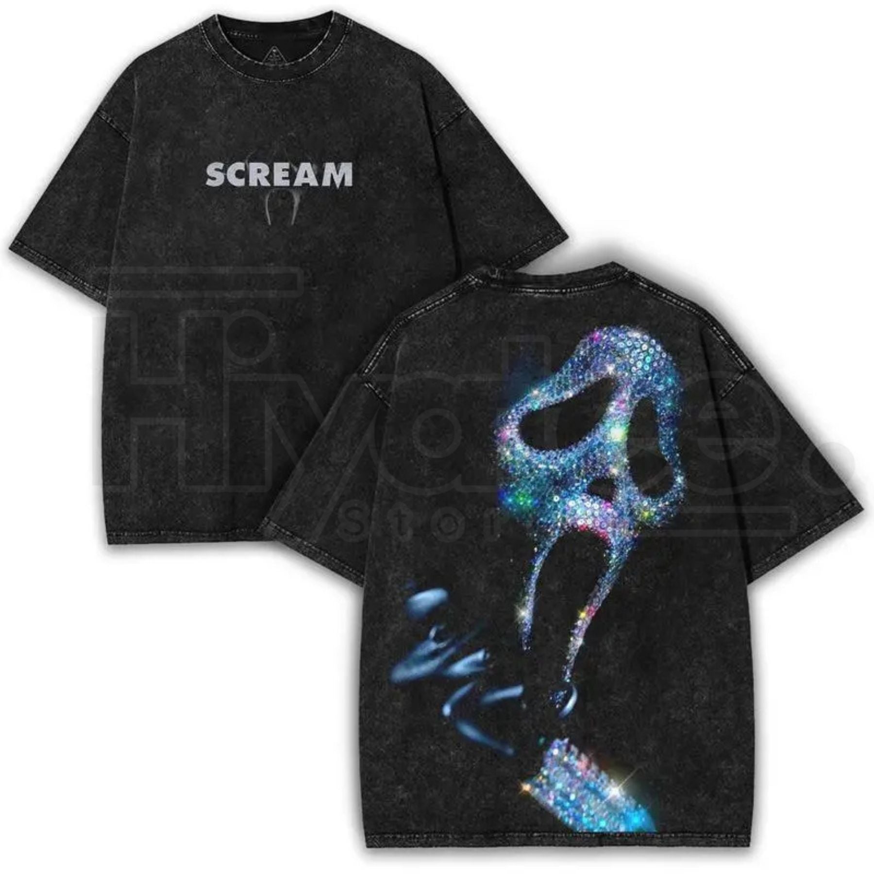 Ghostface Vintage Washed Oversized Tee – Iconic Scream Mask Retro Slasher Streetwear