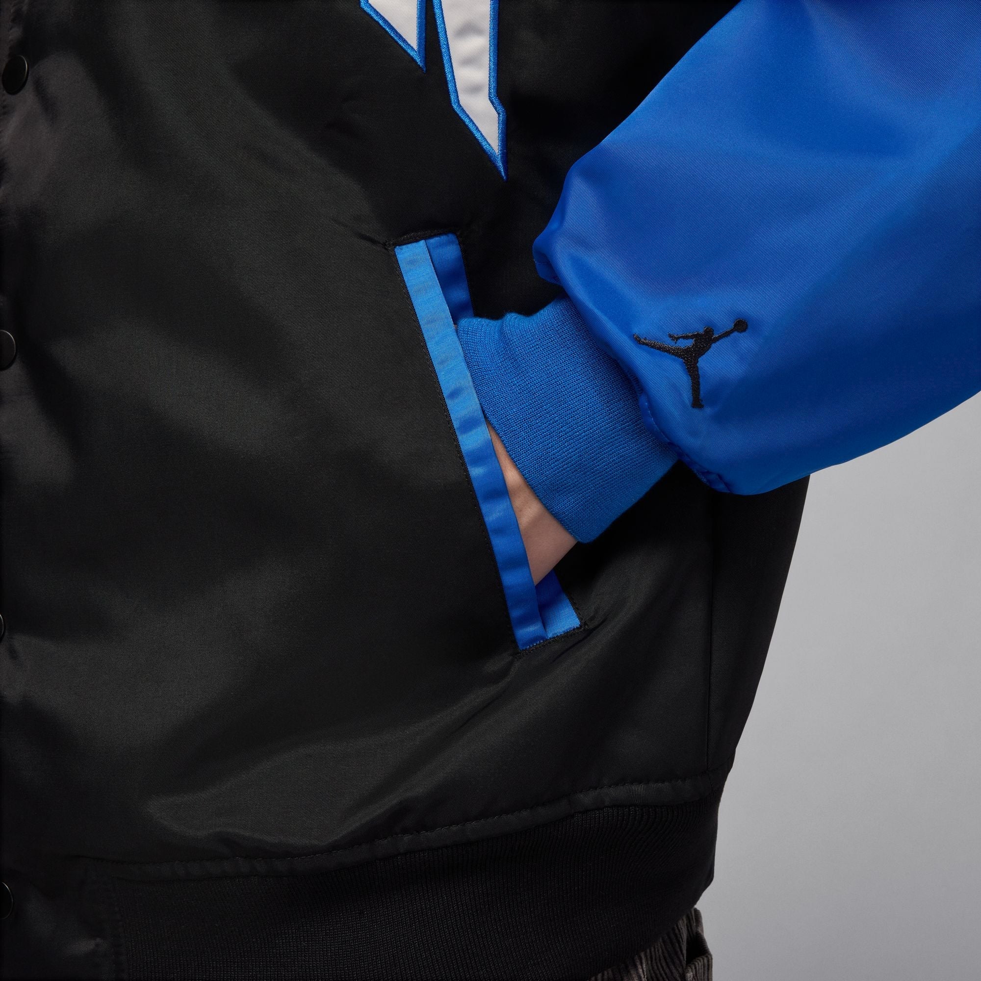 Air Jordan Mens Collegiate Varsity Jacket - Black/Sport Blue - FreshFinds
