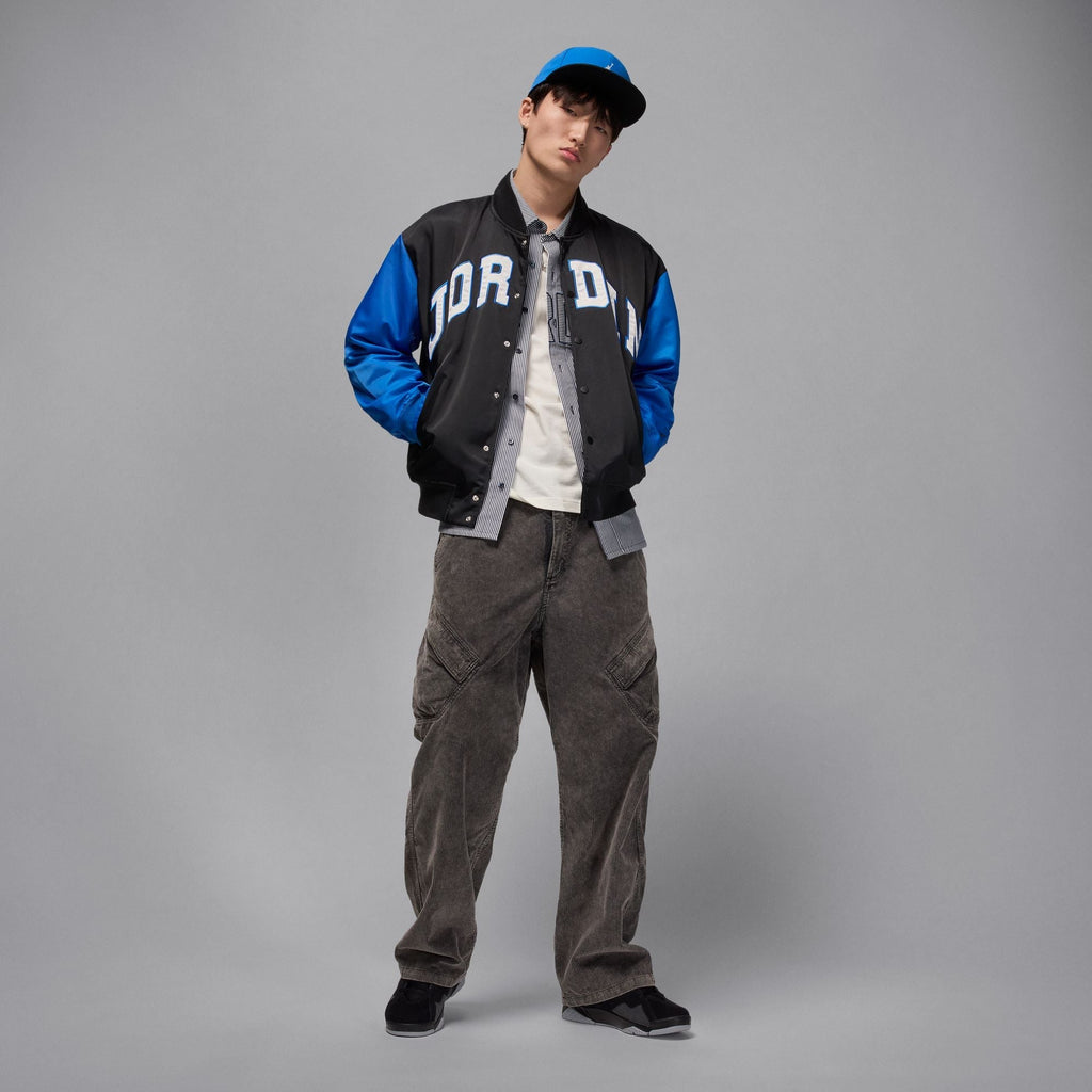 Air Jordan Mens Collegiate Varsity Jacket - Black/Sport Blue - FreshFinds