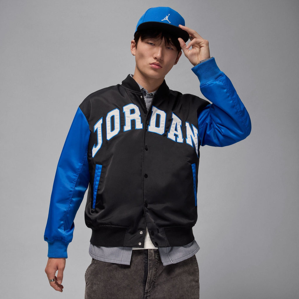 Air Jordan Mens Collegiate Varsity Jacket - Black/Sport Blue - FreshFinds