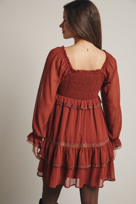 Crinkled Tiered Boho Mini Dress - FreshFinds
