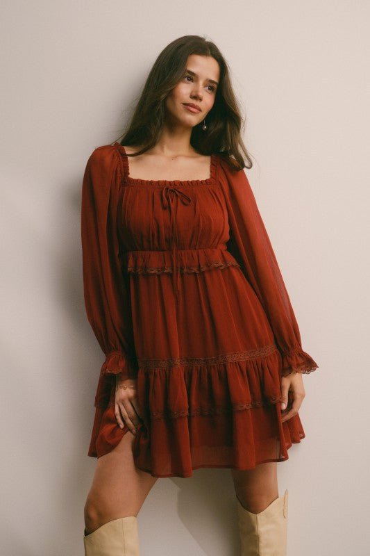 Crinkled Tiered Boho Mini Dress - FreshFinds