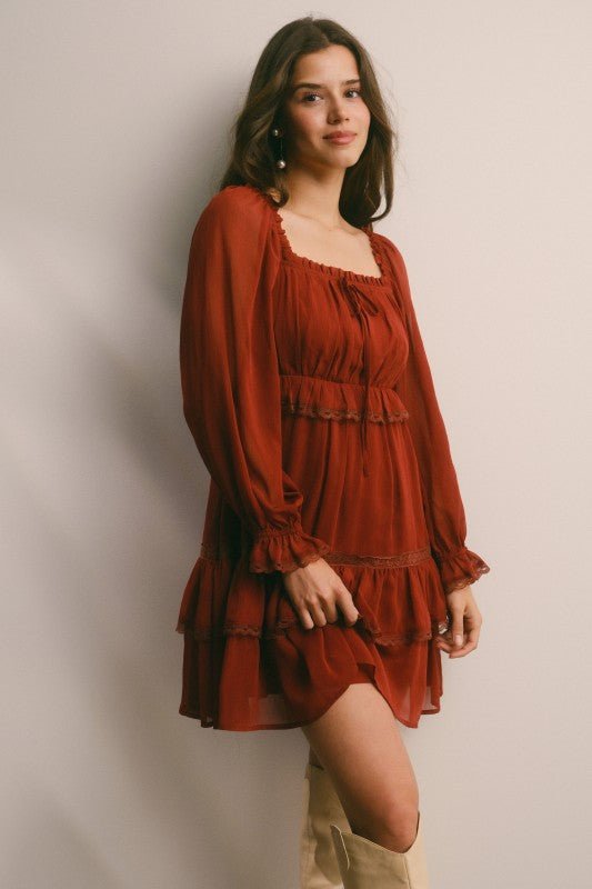 Crinkled Tiered Boho Mini Dress - FreshFinds