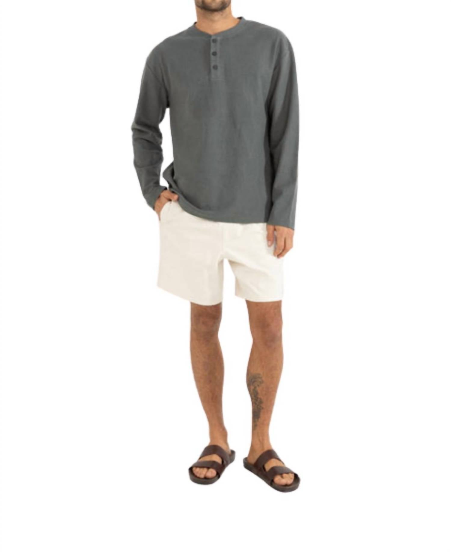 Vintage Terry Long Sleeve Henley Shirt