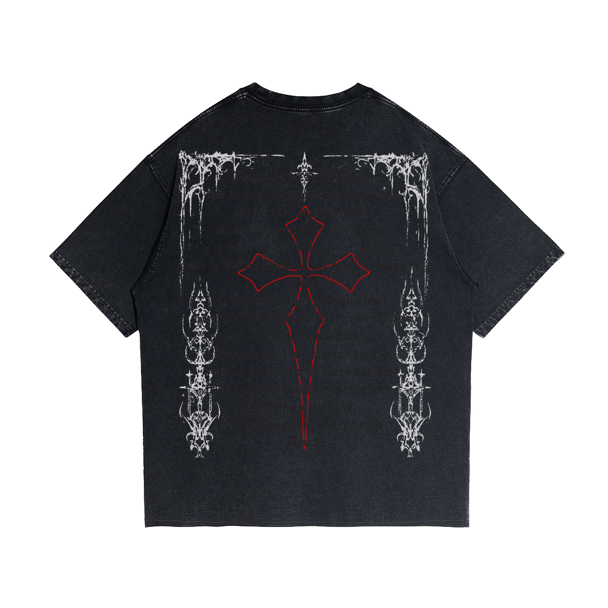 Fallen Angel Garment Dyed Streetwear Tee 260GSM Black Cotton With Faded Raw Hem - FreshFinds