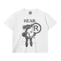 HEAR Streetwear Tee White Cotton T Shirt Classic Fit 180 GSM DTG Print - FreshFinds
