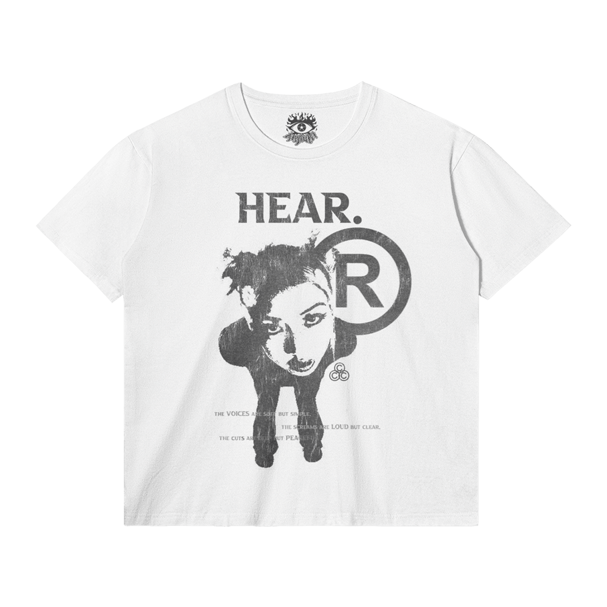 HEAR Streetwear Tee White Cotton T Shirt Classic Fit 180 GSM DTG Print - FreshFinds