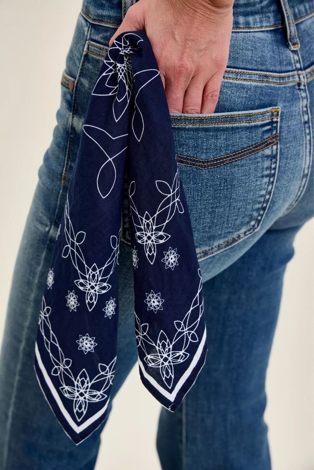 Judy Blue Mid Rise Jaqueline Flare with Triple Needle Back Pkts and Bandana Loop - FreshFinds