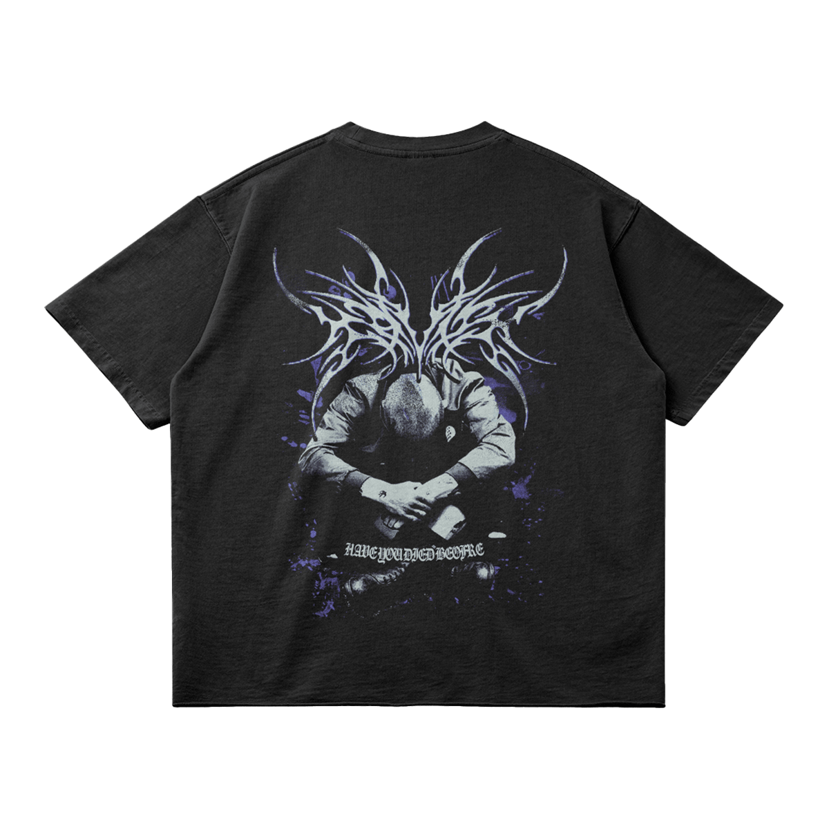 Kryptic Myst Garment Dyed Streetwear Tee 260GSM Cotton Faded Raw Hem True To Size - FreshFinds