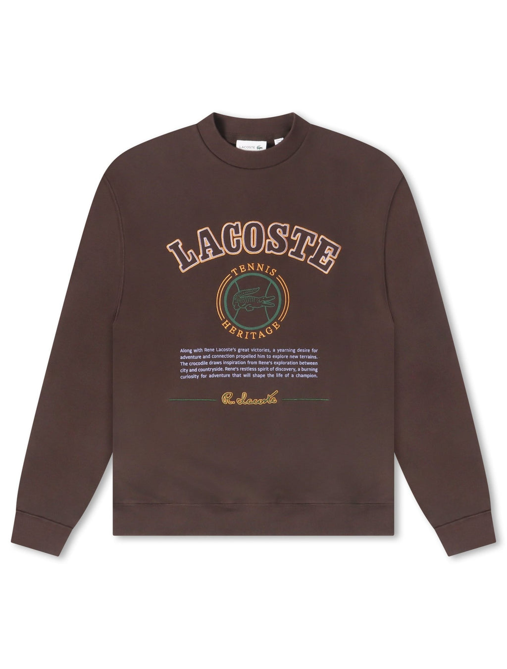 Lacoste Embroidered Shield Fleece Sweatshirt - Brown - FreshFinds