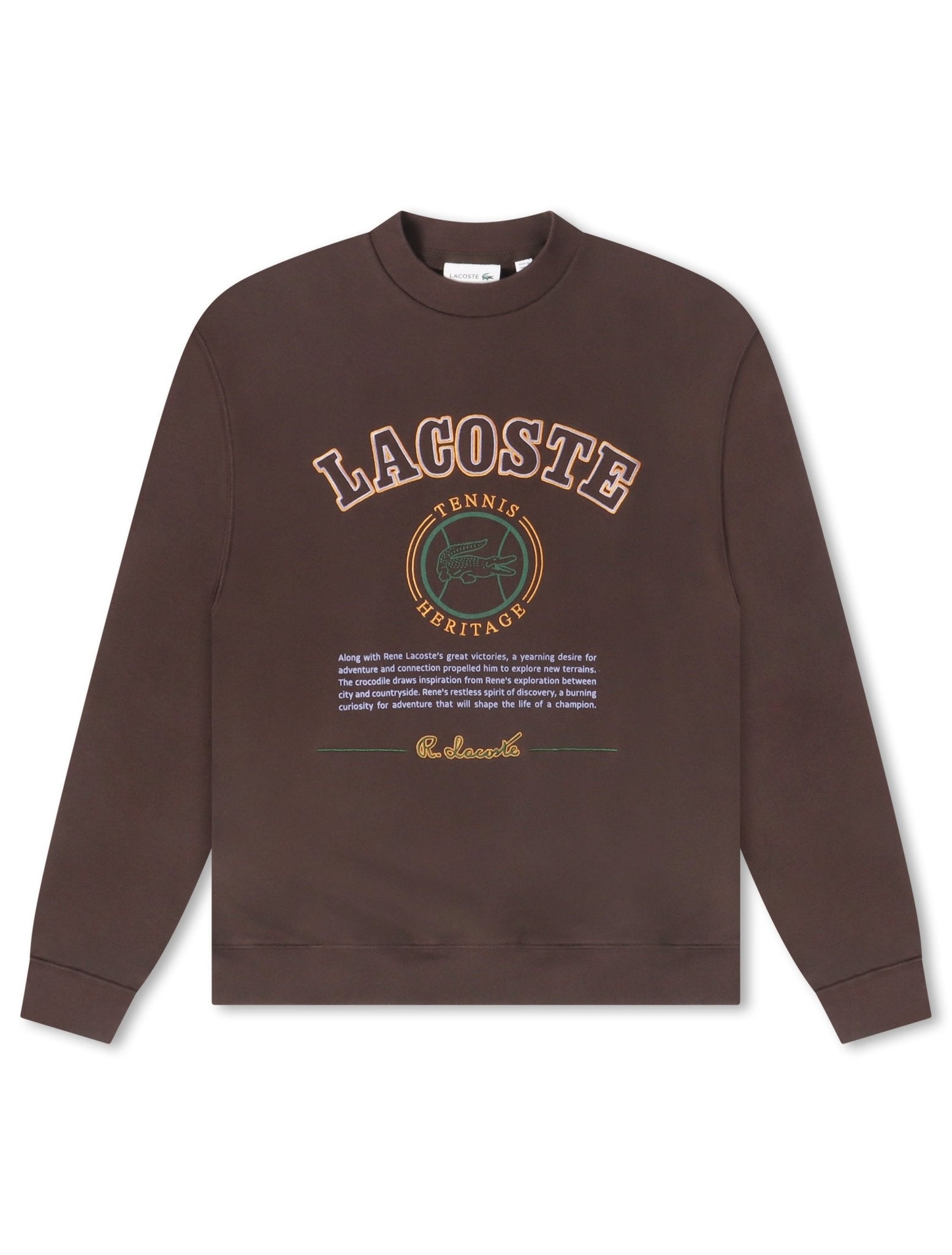Lacoste Embroidered Shield Fleece Sweatshirt - Brown - FreshFinds