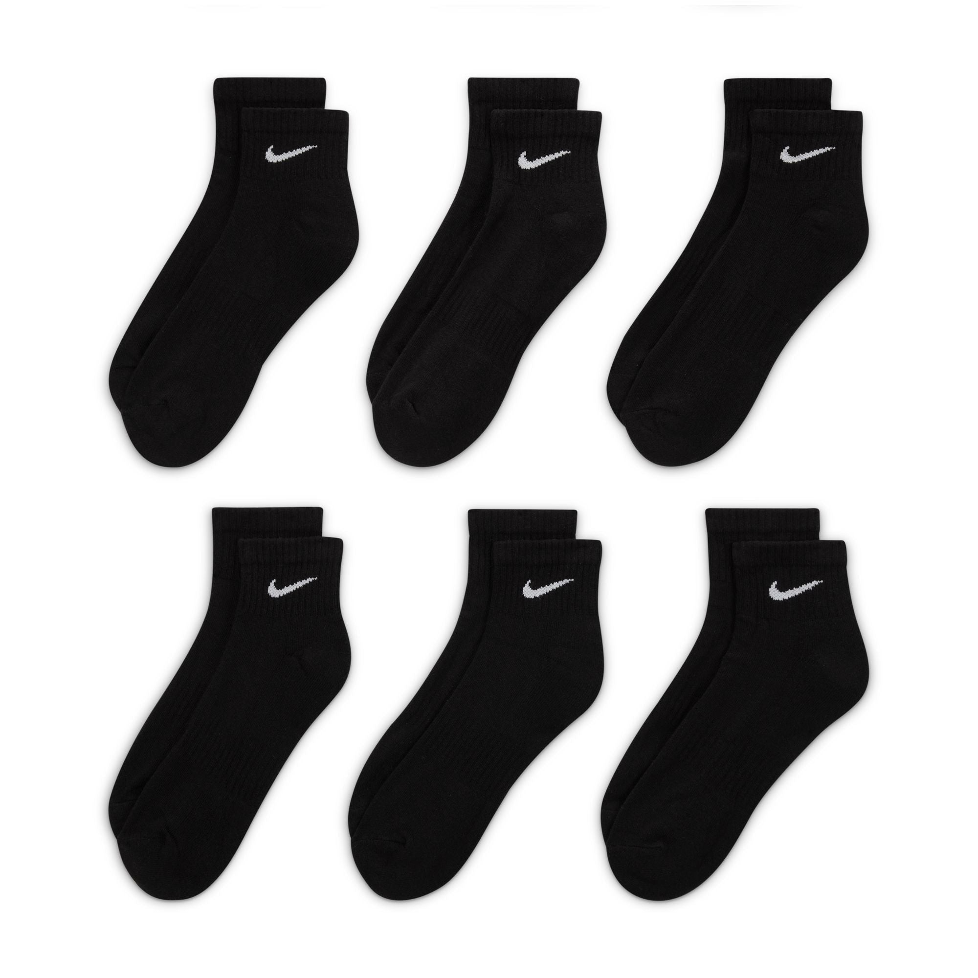 Nike Men's Everyday Cushioned 6 - Pack Ankle Socks - Black - FreshFinds
