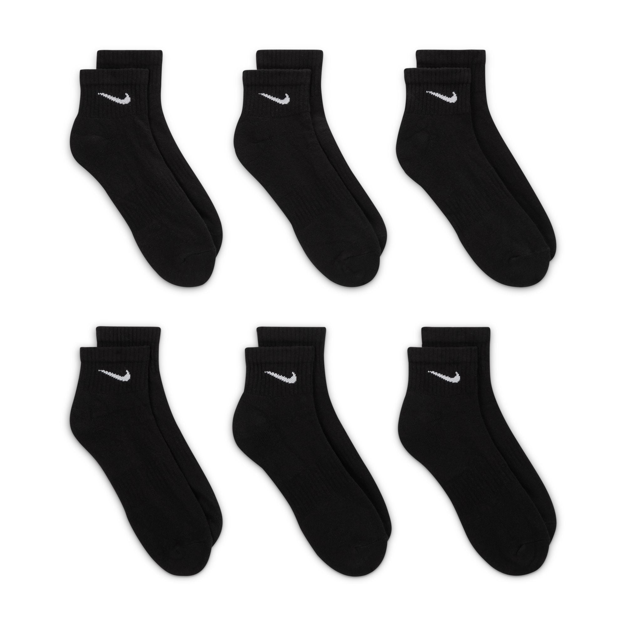 Nike Men's Everyday Cushioned 6 - Pack Ankle Socks - Black - FreshFinds