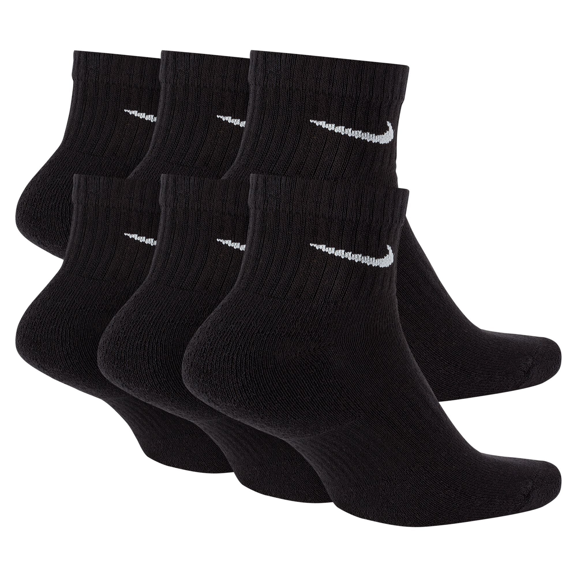 Nike Men's Everyday Cushioned 6 - Pack Ankle Socks - Black - FreshFinds