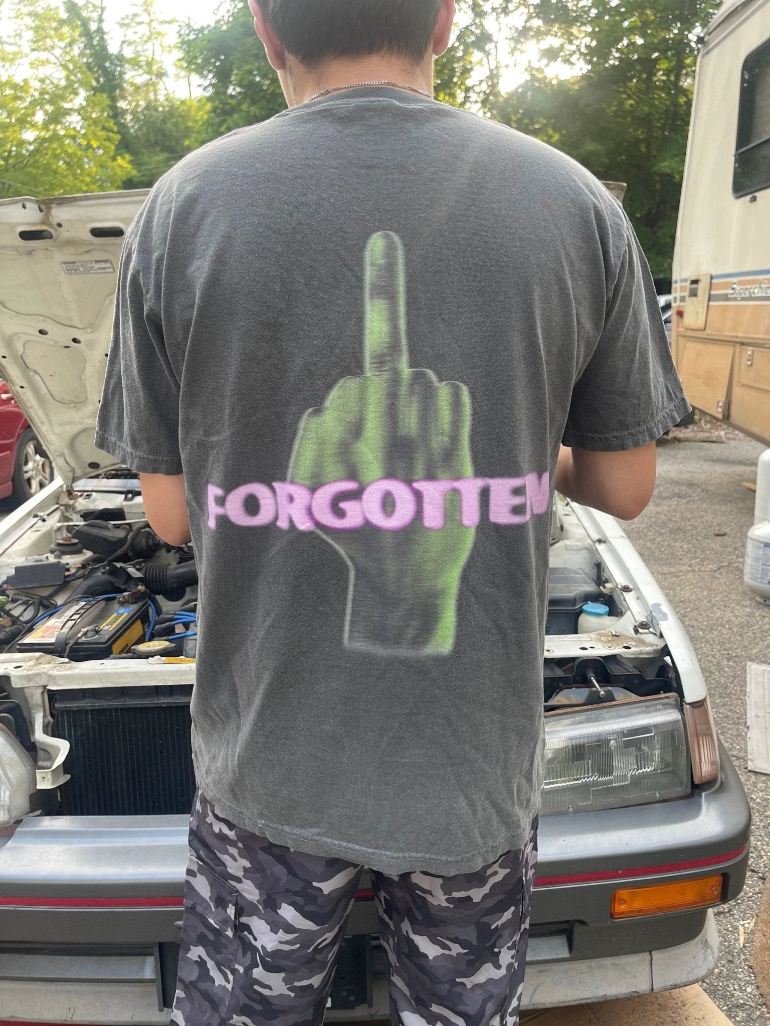 Paranormal Forgotten Garment Dyed Streetwear Tee Cotton Short Sleeve T Shirt - FreshFinds