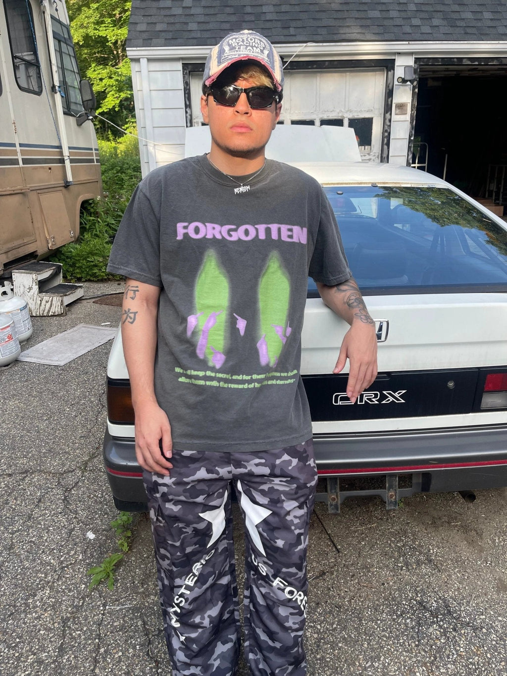Paranormal Forgotten Garment Dyed Streetwear Tee Cotton Short Sleeve T Shirt - FreshFinds