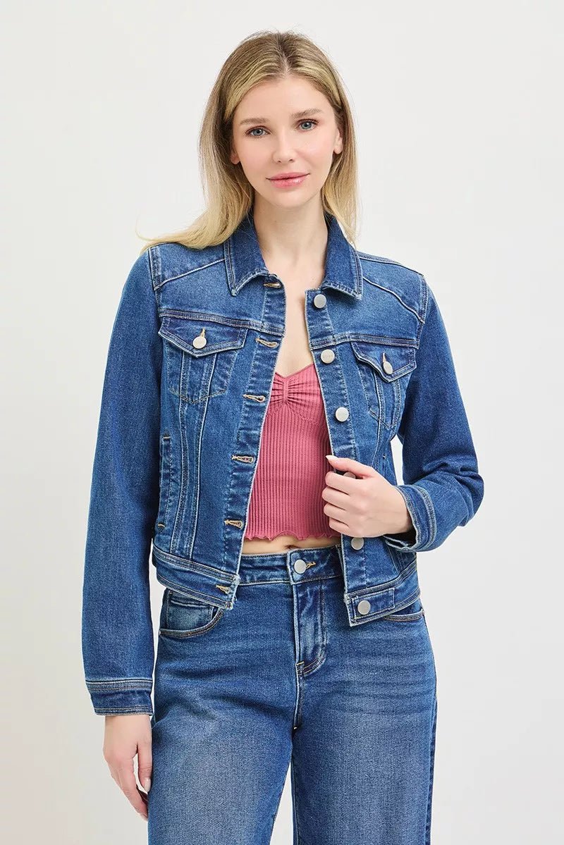 RISEN Basic Fitted Button Down Denim Jacket - FreshFinds