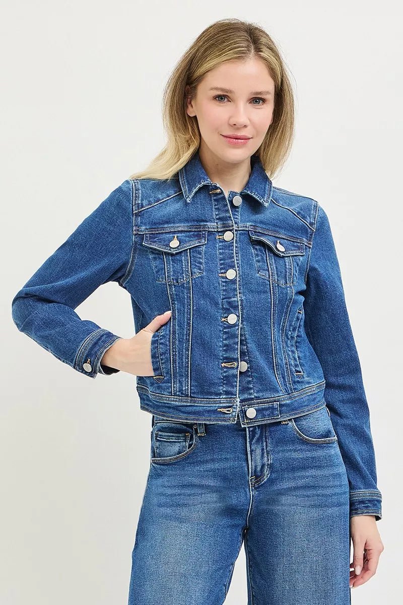 RISEN Basic Fitted Button Down Denim Jacket - FreshFinds