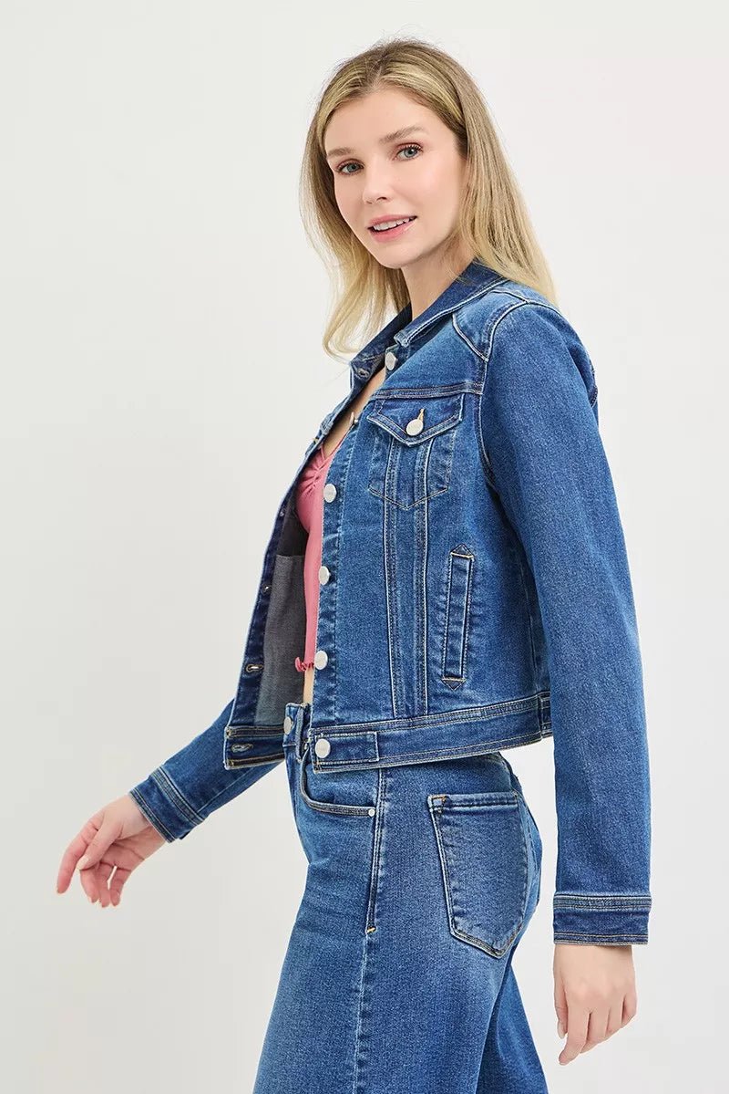 RISEN Basic Fitted Button Down Denim Jacket - FreshFinds