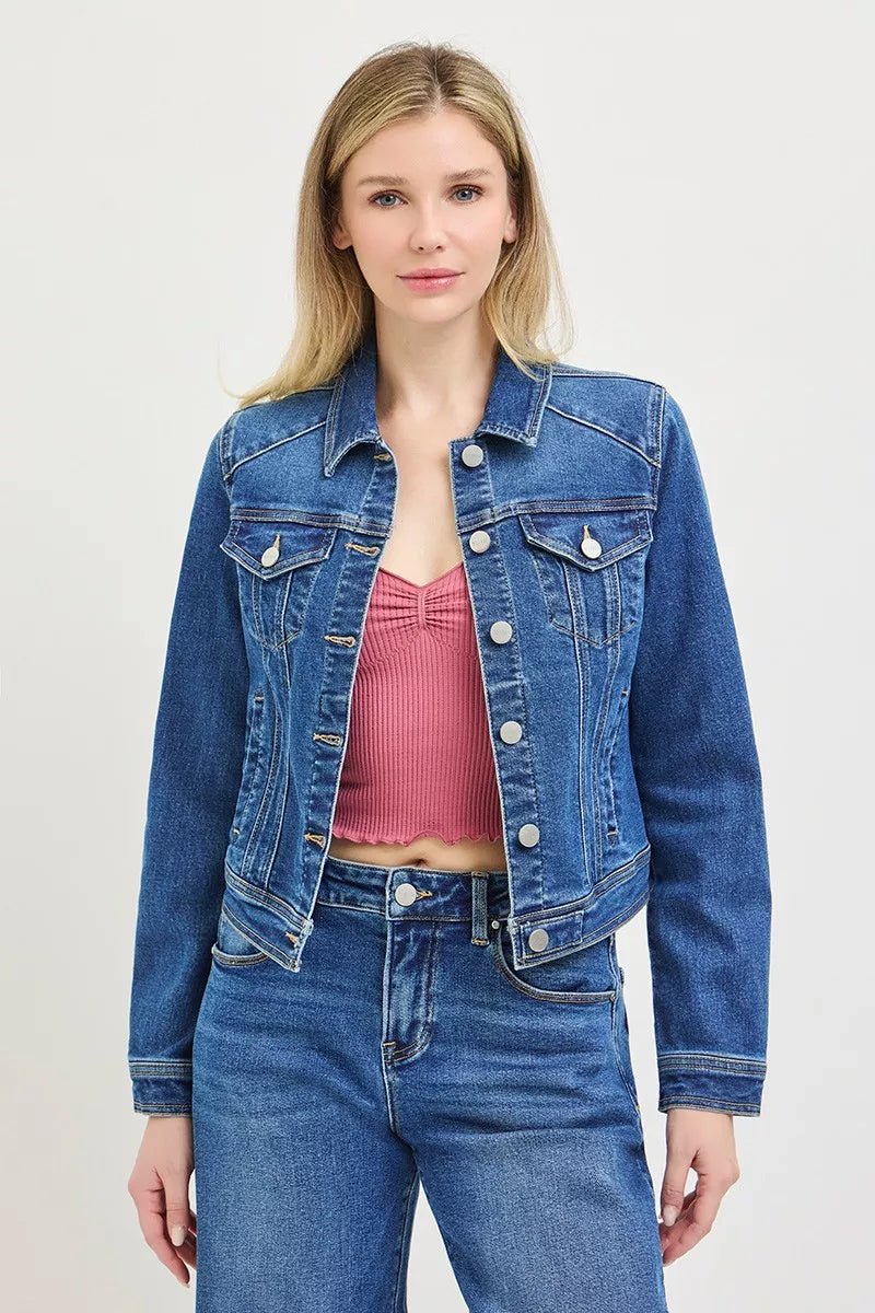 RISEN Basic Fitted Button Down Denim Jacket - FreshFinds