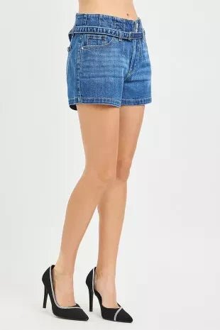 RISEN Slouchy Denim Shorts with Belt - FreshFinds