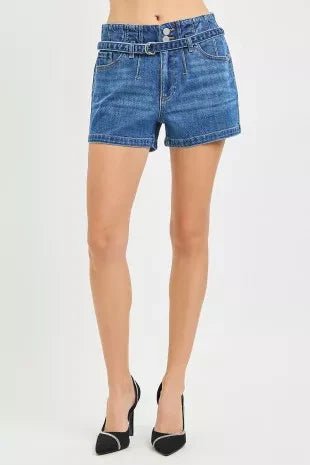 RISEN Slouchy Denim Shorts with Belt - FreshFinds