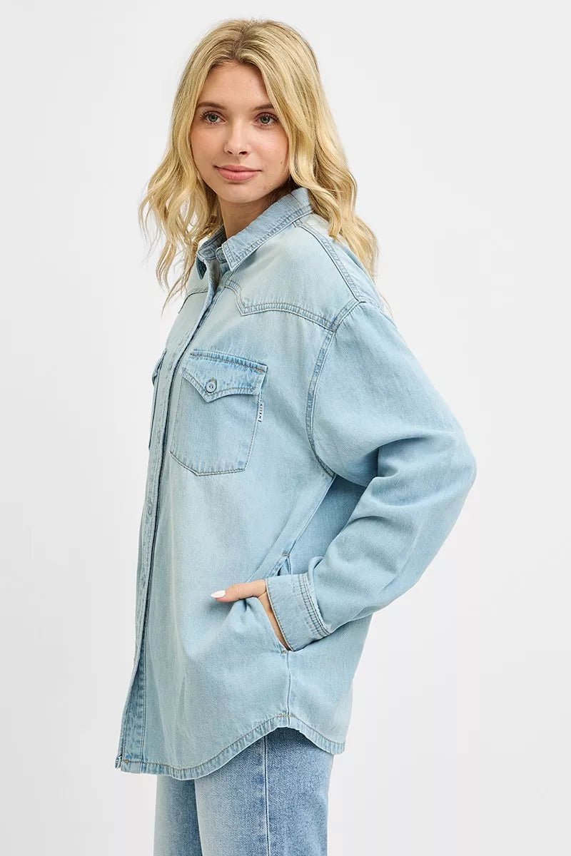 RISEN Western Yoke Style Relaxed Fit Denim Shirts - FreshFinds