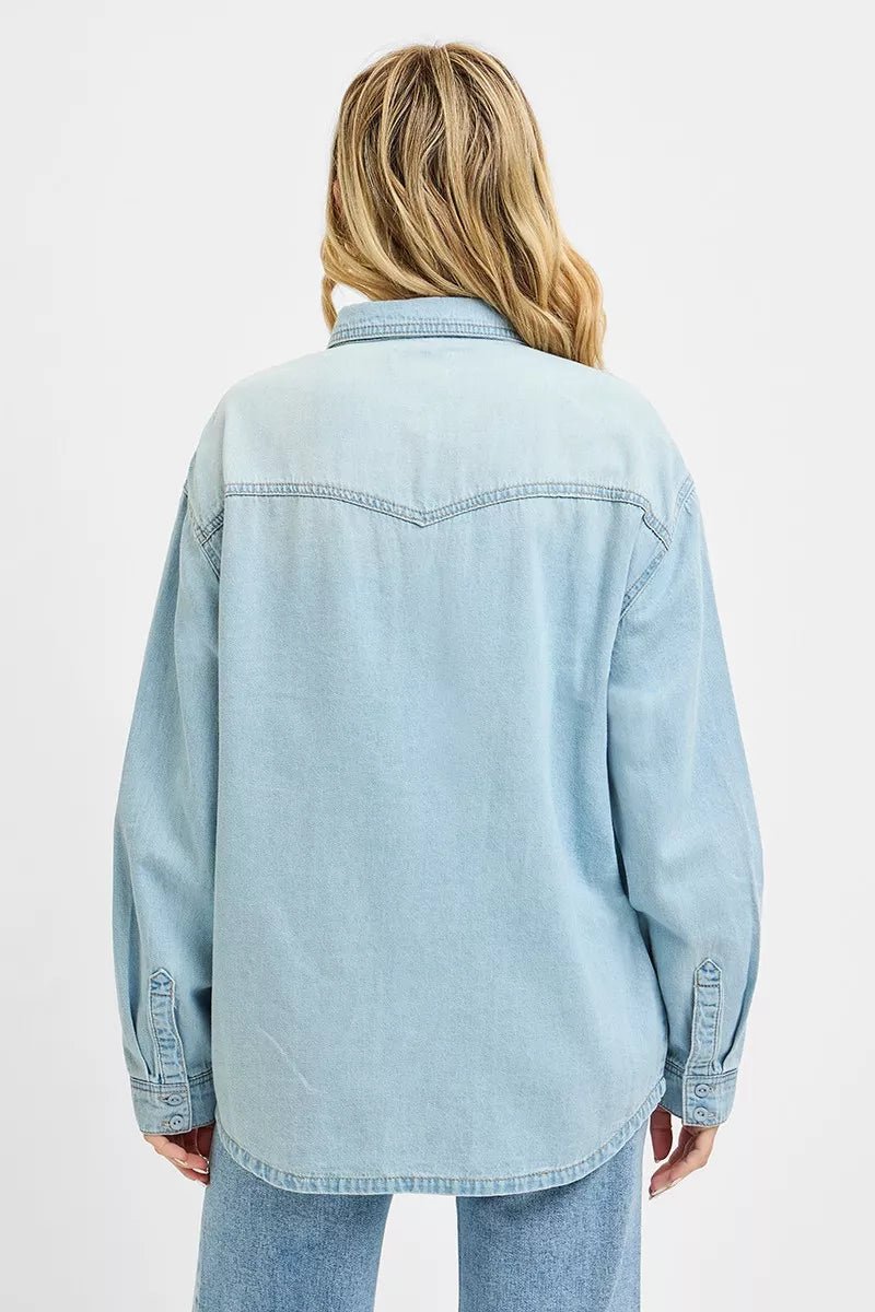 RISEN Western Yoke Style Relaxed Fit Denim Shirts - FreshFinds