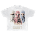Saint Streetwear Tee White Cotton DTG Print Distressed Graphic True To Size - FreshFinds